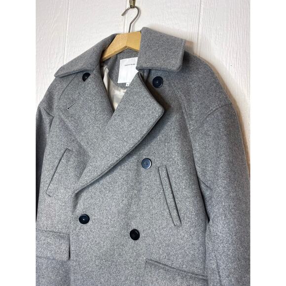 SURFACE TO AIR "Maple" Wool Grey Cocoon Oversized Pea Coat EU 36 - Picture 8 of 12